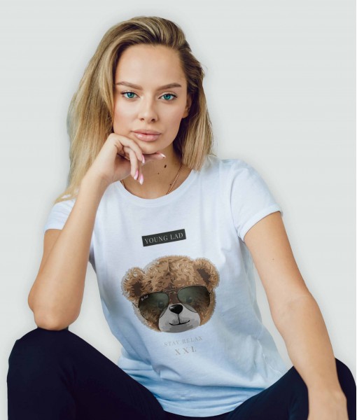 Дамска тениска с щампа Мечета Stay relax bear